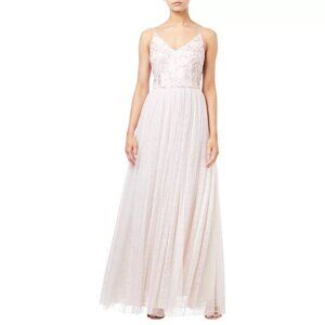 Adrianna Papell Sequin Embroidered Tulle Spaghetti Strap Dress 12